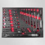 Brumann werkplaatswagen – 8 laden, 6 gevuld + zijkast + 2 momentsleutels – Image 10